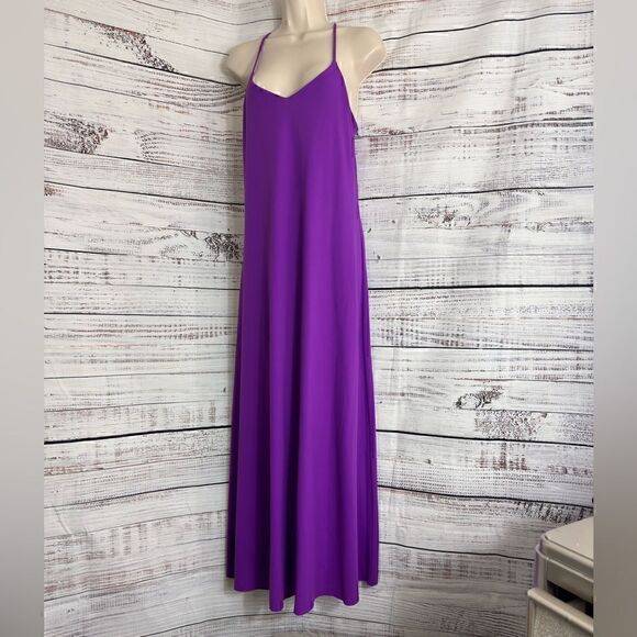 Susana Monaco Dress Womens Sz S Maxi Purple slip Vista Made in USA Nylon Blend - Picture 1 of 9